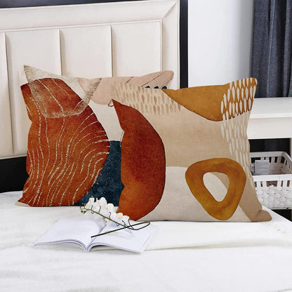 Abstract Boho Pillow Covers 18x18 Inch, Terracotta Beige Throw Pillow Cases Set of 4 for Sofa Couch