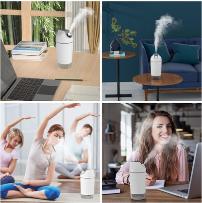 480ml 4 2600mAh) Mini Humidifier-Battery Operated Cordless Portable Small Humidifier USB Rechargeable Personal Desktop