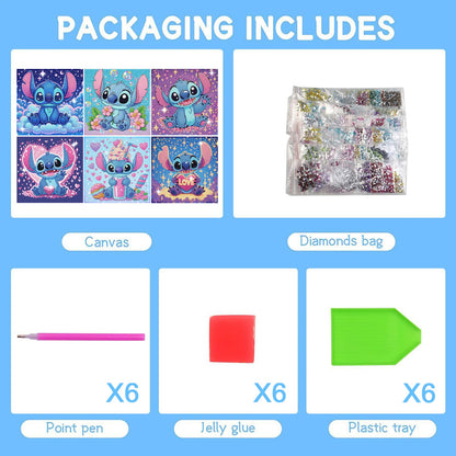 Gearock 6 Pack Diamond Art Painting Kits for Beginners, Easy DIY Cute Heart Big Gem Art Kits for Cartoon Lovers Halloween Christmas Birthday Gifts, 6x6 Inch