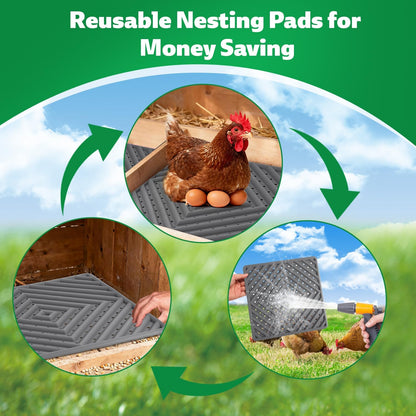 12" 12", 3 Pack Chicken Nesting Pads for Chicken Coop, Washable Laying Pads for Nesting Box, Reusable Hen Nesting Box