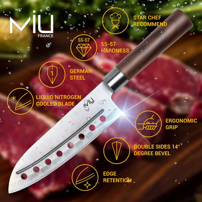 MIU Fish Spatula Steinless Steel 11 inch + Santoku Knife Classic 7 inch