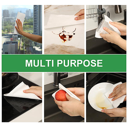 Disposable Kitchen Cloths – Wet/Dry Dish-Use Dishcloth, Super Durable, Reusable Paper Towel – Used for Various Cleaning Scenarios – 4 Roll 200 Sheets （White）