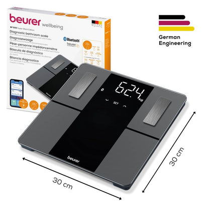 Beurer BF500 Smart Body Analysis Scale with Bluetooth & App, Accurate Digital Diagnostic Scale Measures Body Fat, Muscle Mass, Caloric Needs, 396 lbs, XL Display