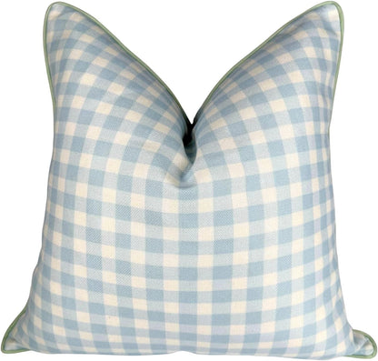 20" 20" Jillien Harbor The Charlie Decorative Pillow Cover Blue and White Accent Pillow Cover with Gingham-Inspired