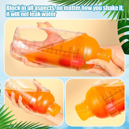 Lallisa 12 Pcs Plastic Cocktail Shaker Drink Mixer with Scales and Strainer Top Clear Shaker Cup with Measurement Plastic Mixing Tool for Tea Coffee Bubble Tea Milk(700 Cc/ 24 oz)