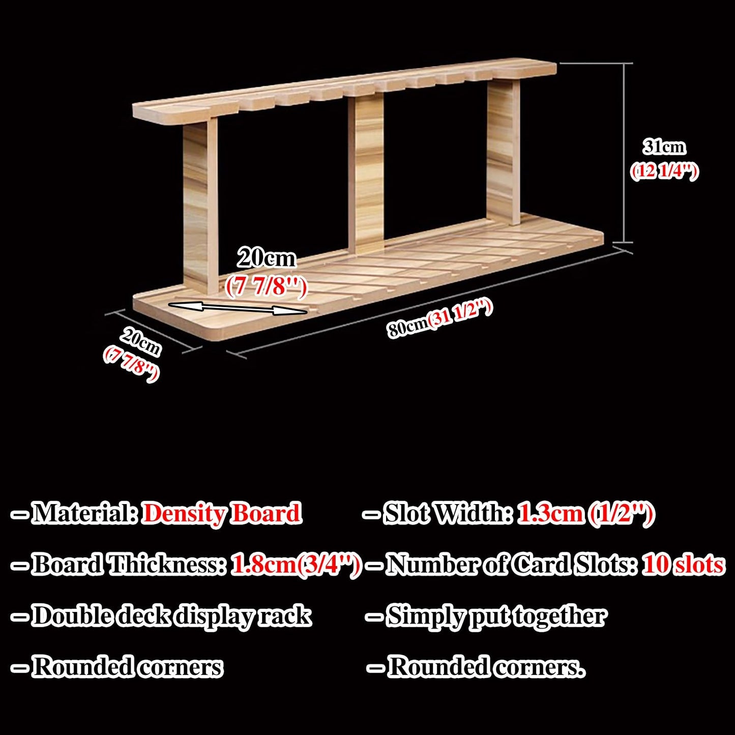 Wooden Tile Display Rack - 10/18 Tier Porcelain Sample Stand, 31" x 45" Organizer for Marble Slabs, Durable Retail Shelf for Building Materials, Perfect for Showrooms and Stores