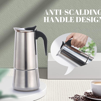 Atyhao Electric Coffee Maker, Food Grade Stainless Steel Moka Pot for Home and Outdoor Camping (450ml)