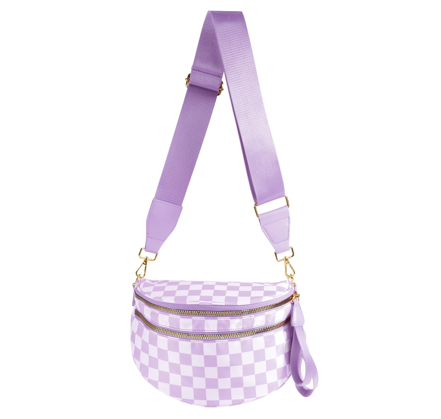 Spacious Checkered Nylon Crossbody Bag Bum Bag Checkered Handbags Wallets for Women