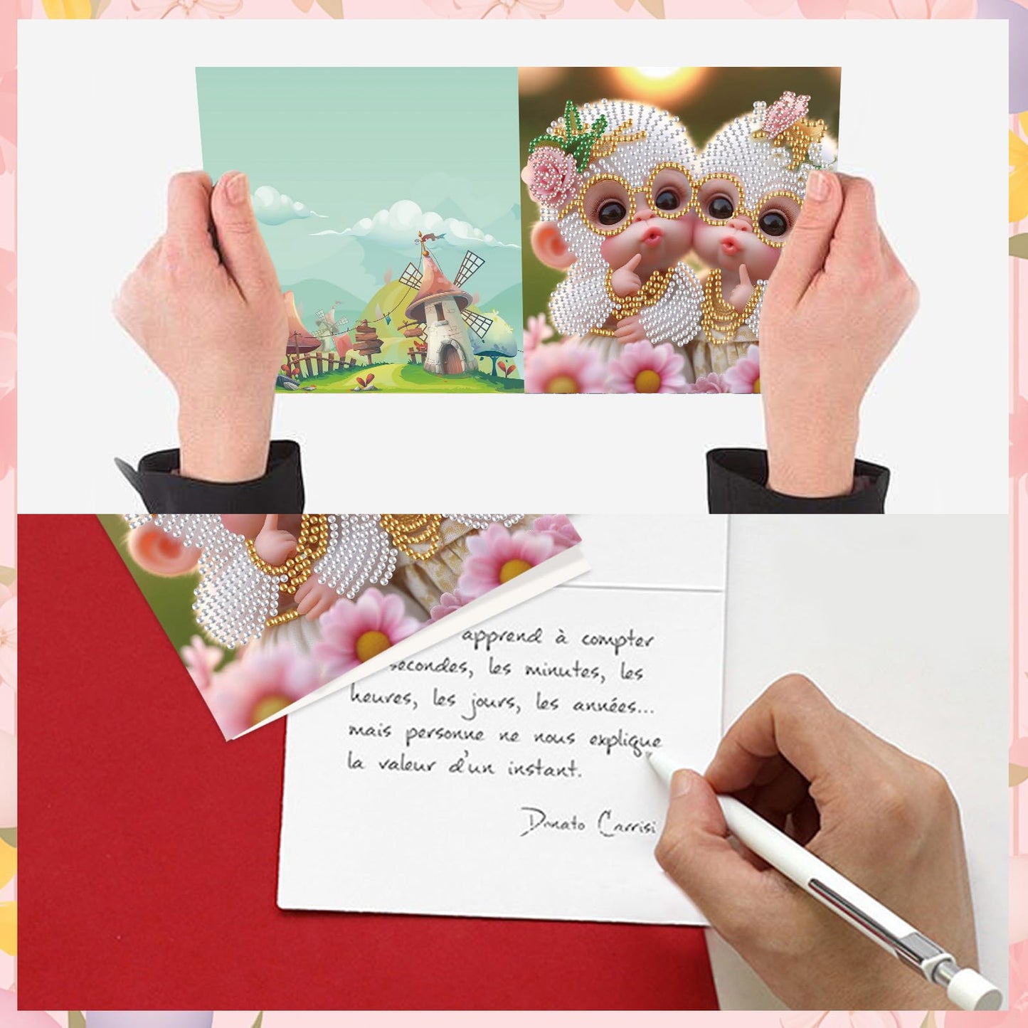 Focart Diamond Painting Greeting Card Kit, Special Shaped Diamonds Painting, DIY Handcraft for Relatives and Friends with Wishes,Unique Design Crafting for Birthday or Holiday Cards