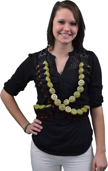 Fairly Odd Novelties Shot Glass Ammo Belt with 28 Bullet-Shaped Shot Glasses, Adjustable Nylon for Parties