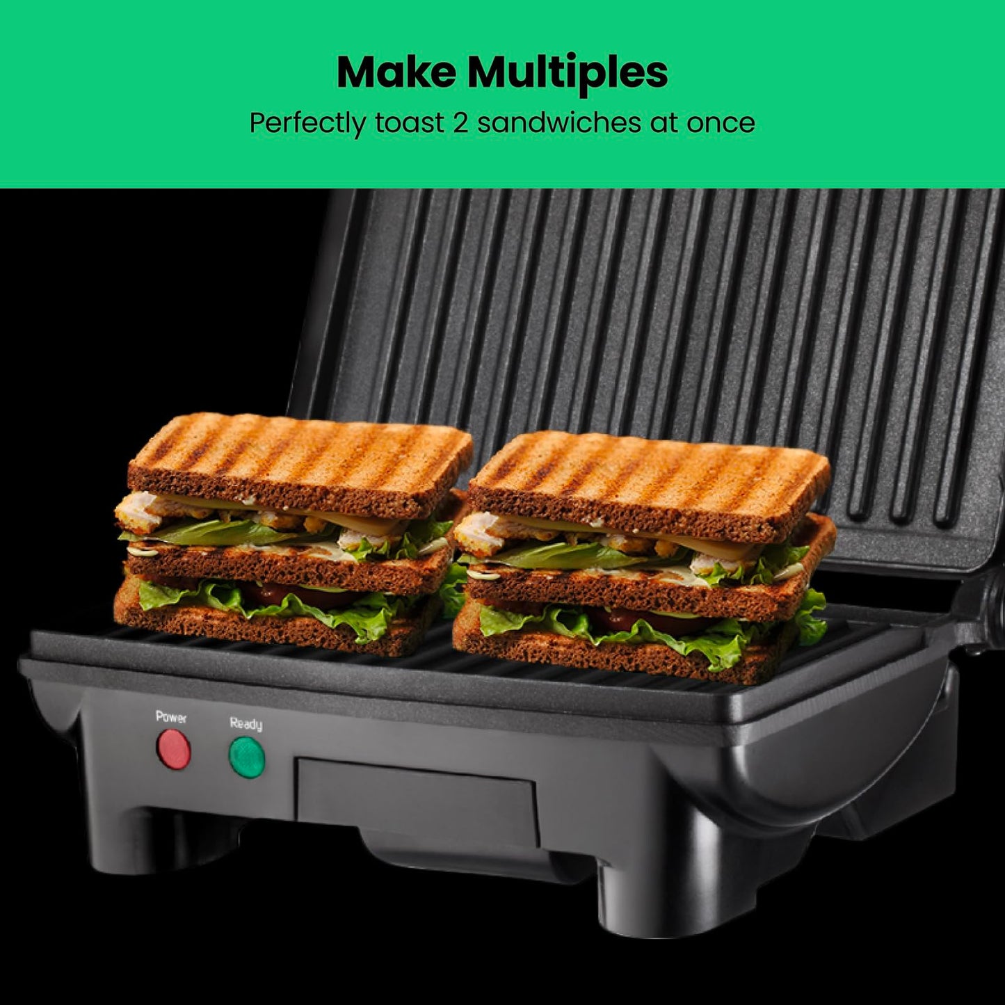 Chefman Electric Panini Press Grill, Compact 2-Slice Sandwich Maker, Non-Stick Coated Plates, Opens 180 Degrees, Dishwasher Safe, Removable Drip Tray, Stainless Steel/Black