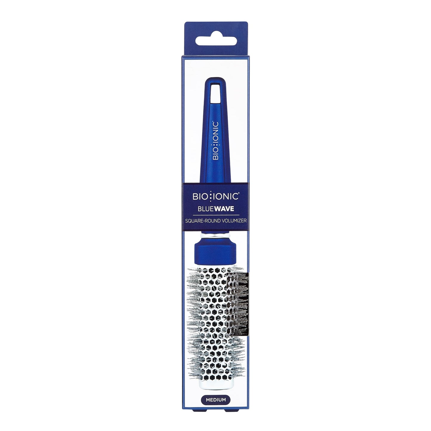 Bio Ionic BlueWave Conditioning Square-Round Brush – Create Volume & Smooth Hair Quickly, Crimped Bristles Add Root Tension, Styling Brush For Bouncy Blowouts, All Hair Types & Textures