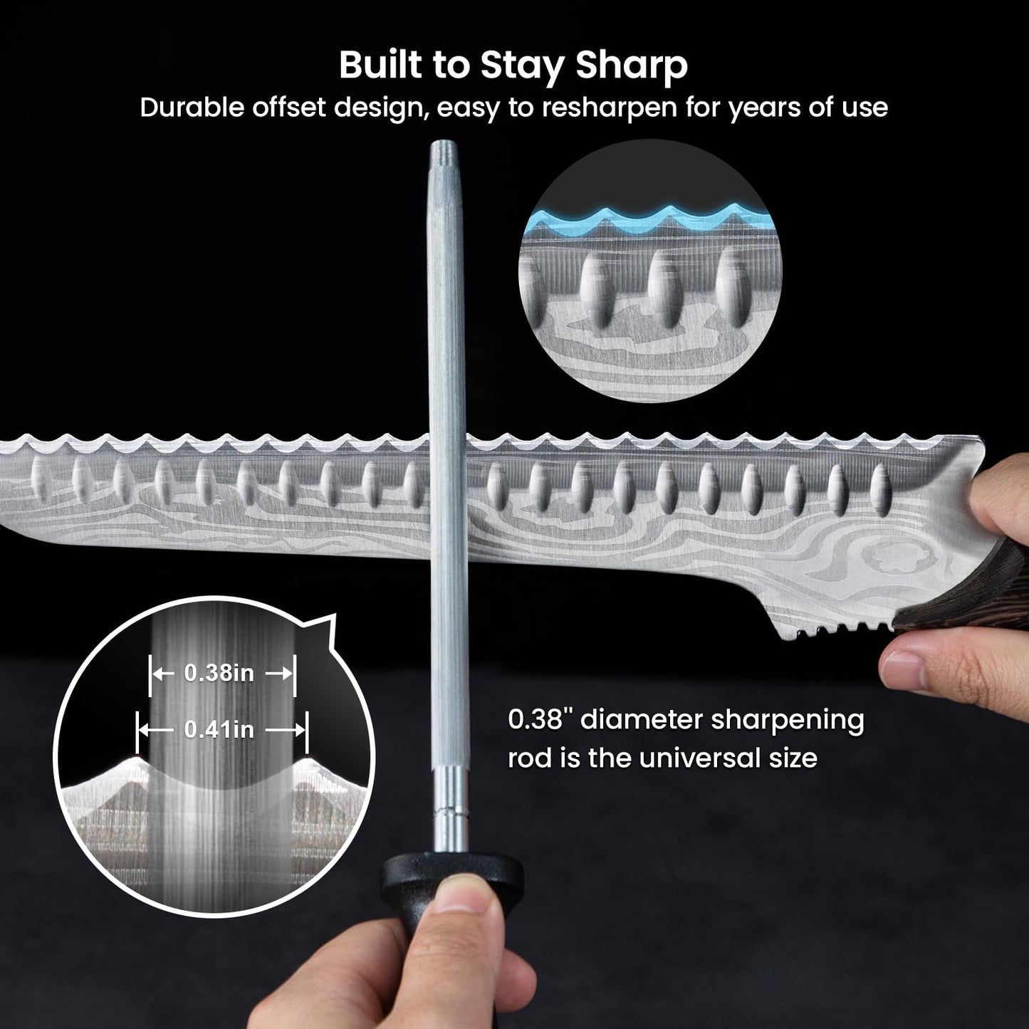 SYOKAMI 2026 New Upgraded Offset Bread Knife for Homemade Bread, 10.5 Inch Resharpenable Serrated Knife, Ultra-Sharp Sourdough Slicing, Perfect Kitchen Gift, Designed for Cutting Cakes, Fruits & Meat