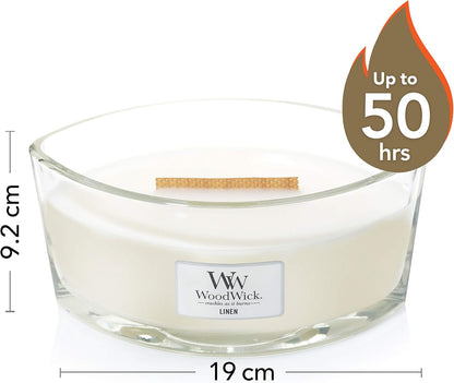 WoodWick Ellipse Scented Candle, Linen, 16oz - Up to 50 Hours Burn Time