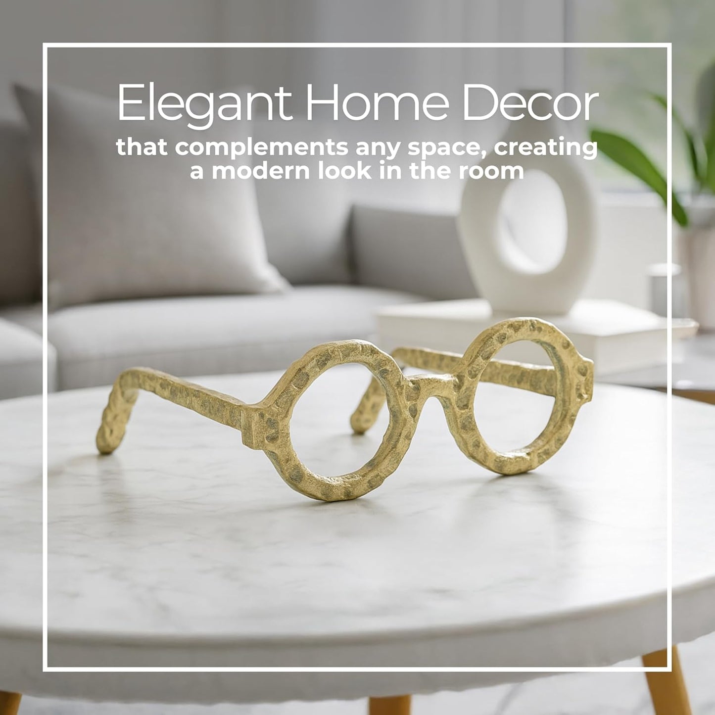7"x3", Round Glasses Decorative Object Aluminum Sculpture Modern Home Decor Ornament Shelf Styling & Coffee Table Decor