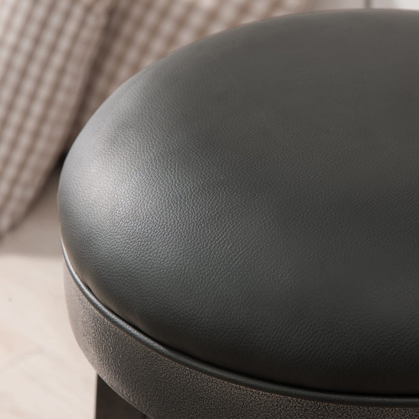 Leick Home Calton Counter Stool, with Swivel Seat, for Kitchen or Dining Area, Black Faux Leather and Graystone, 2 Pack, 10118GS/BL