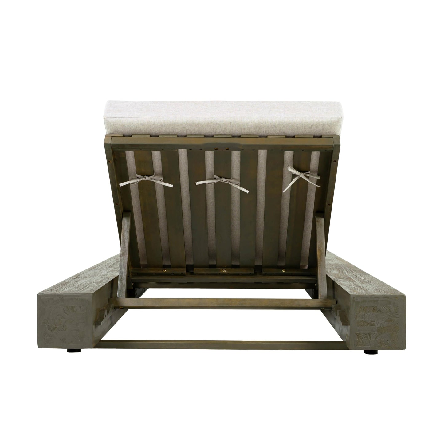 Christopher Knight Home Tory Acacia Wood Chaise Lounge Chair Outdoor Set of 4, Poolside Sun Lounger Recliner, Patio Outdoor Chaise Lounge with Cushions, Adjustable Backrest Lounge Sofa, Grey+Beige