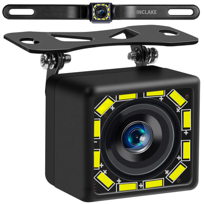 Car Backup Camera, Rear View Camera Ultra HD 12 LED Night Vision,Waterproof Reverse Camera 140° Wide View Angel with Multiple Mount Brackets for Universal Cars,SUV,Trucks,RV and More