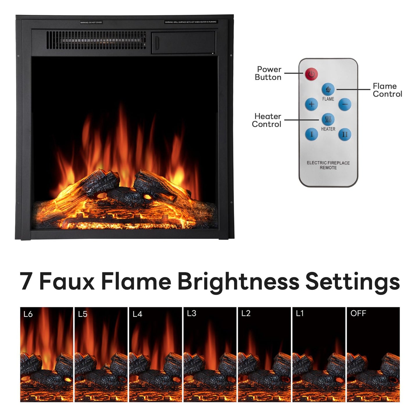 43.31 Inch Corner Fireplace TV Stand with Mantel - Electric Fireplace Heater, Wooden Entertainment Center, Adjustable LED Flame, Freestanding (750W/1500W),Corner Black