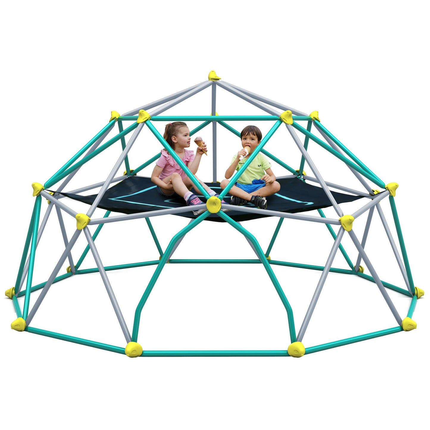 Merax 12FT Climbing Dome with Hammock, Outdoor Geometric Dome Climber Play Center for Kids 3-10 Supporting 1000 lbs, Easy Assembly Jungle Gym