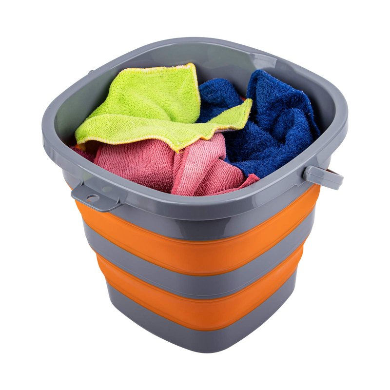 2 Pack Collapsible Plastic Bucket with 2.6 Gallon (10L) Each, Foldable Rectangular Tub for House Cleaning, Space Saving Outdoor Waterpot for Garden or Camping, Portable Fishing Water Pail