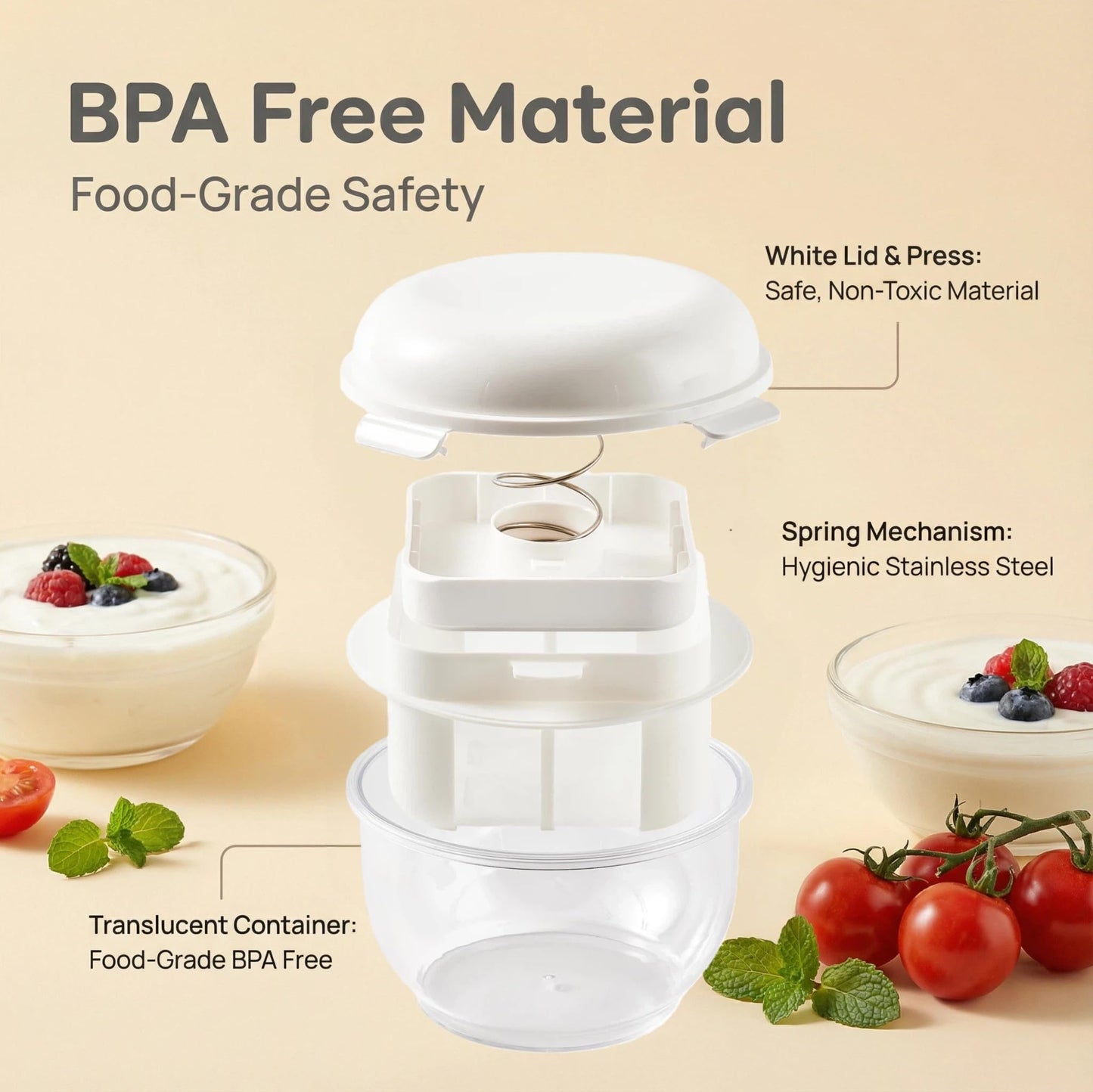 Greek Yogurt Strainer | 2 QT Ultra-Fine Mesh Filter with Spring Press | Yogurt, Kefir, Nut Milk & Soy Milk Strainer | BPA-Free Large Yogurt Container for Home Kitchen | MultiFunctional Yogurt Filter