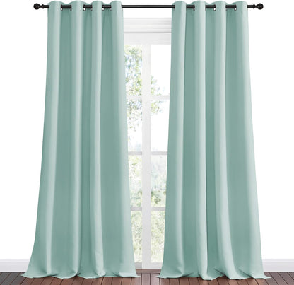 NICETOWN Aqua Blue Blackout Curtains - 102" Long | Sound Reducing & Heat Blocking | 55" Wide, 2 Panels