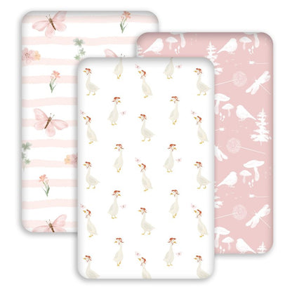 Civarua Kids Bedside Sleeper Bassinet Fitted Sheets 20 x 33, 3 Pack Baby Delight Beside Me Dreamer,Babybond,Jimglo,koola,cowiewie,fodoss, Dream On Me Baby Square Bassinet, Pink Animal