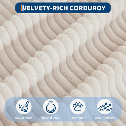 Rocking Recliner Chair for Adults Wide 360° Swivel Rocker Recliner with Cup Holder Nursery Glider with Upholstered Deep Seat Corduroy Lazy boy Chair for Living Room Beige