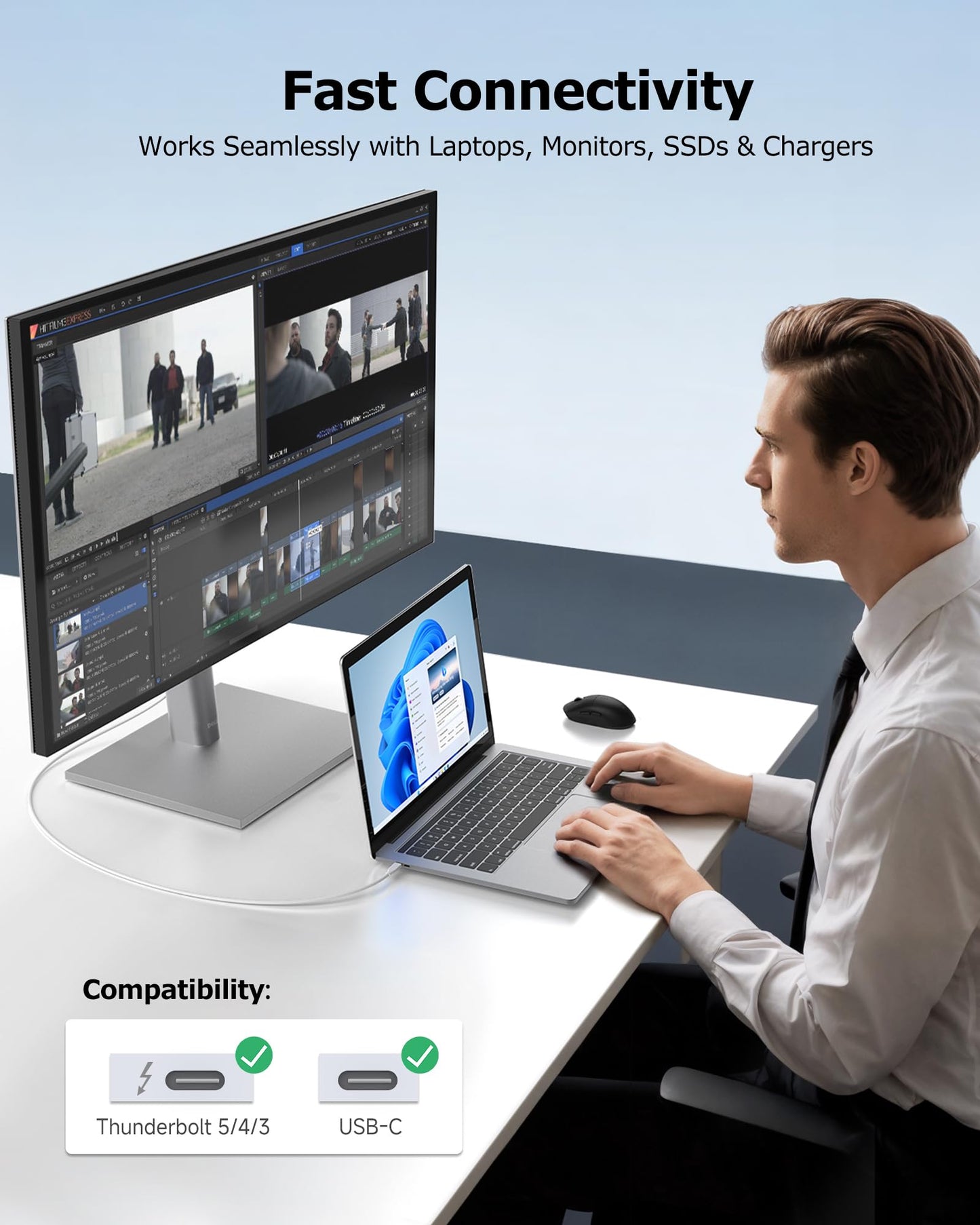 Cable Matters 40Gbps USB 4 Cable - 6.6ft, Supports Up to [8K@60Hz / 4K@240Hz Video, 240W Charging, 40Gbps Data Transfer] USB4 Cable, Black, Compatible with Thunderbolt 4, MacBook, XPS, Surface Pro