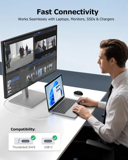 Cable Matters 40Gbps USB 4 Cable - 6.6ft, Supports Up to [8K@60Hz / 4K@240Hz Video, 240W Charging, 40Gbps Data Transfer] USB4 Cable, Black, Compatible with Thunderbolt 4, MacBook, XPS, Surface Pro