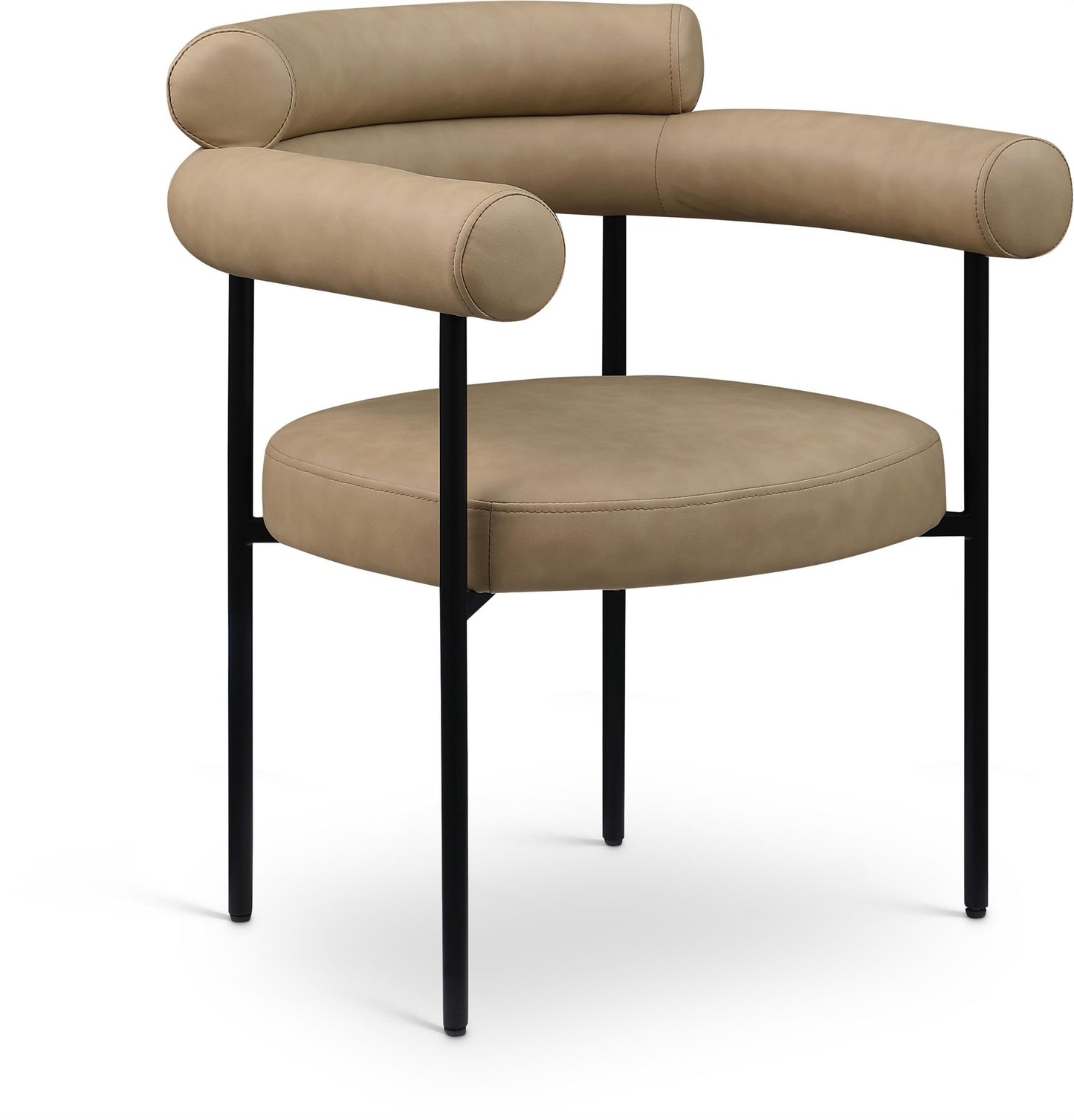 Meridian Furniture Blake Collection Modern | Contemporary Upholstered Dining Chair with Metal Frame, 28.5" W x 24" D x 31.5" H, Tan, Set of 2