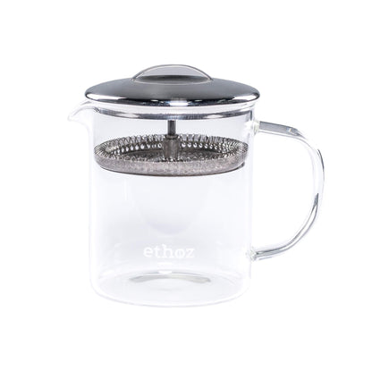 Ethoz® by Planetary Design Glass Tea Brewer – Premium Loose-Leaf Infuser, Borosilicate Chamber, Stainless Steel Strainer, 14 fl.oz. / 400 mL, Minimalist Design, Sustainable & Easy to Clean