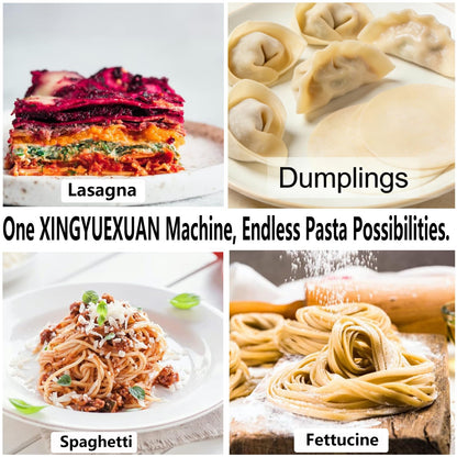 XINGYUEXUAN Pasta Maker Machine, Stainless Steel Manual Noodle Maker with 2mm & 4mm Cutters, Hand Crank for Homemade Spaghetti, Fettuccine, Lasagna & Dumpling