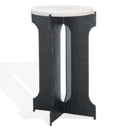 SAFAVIEH Couture Collection - Tayanna Black Iron & Marble Accent Table, Modern Side Table, Minimalist Round Top Design, Fully Assembled (SFV9546A)
