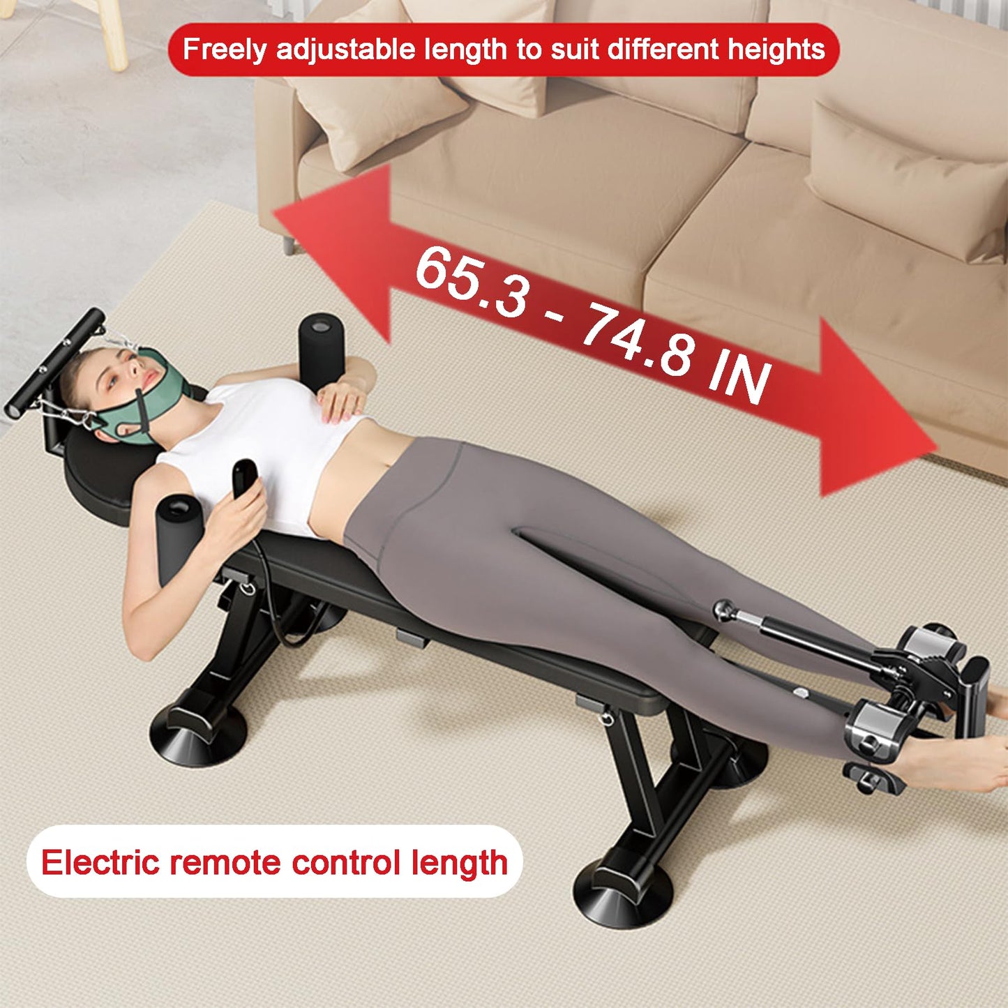 WUGCHDA Electric Alternative Inversion Table, Full Body Stretch Machine, Electric Inversion Tables for Back Pain, 440 Pound Capacity