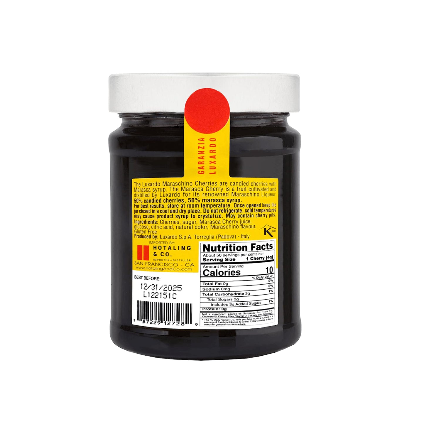 Luxardo Gourmet Cocktail Maraschino Cherries | for Old Fashioned, Manhattan and Desserts | Packed in Special Protective Bubble, 400G Jar