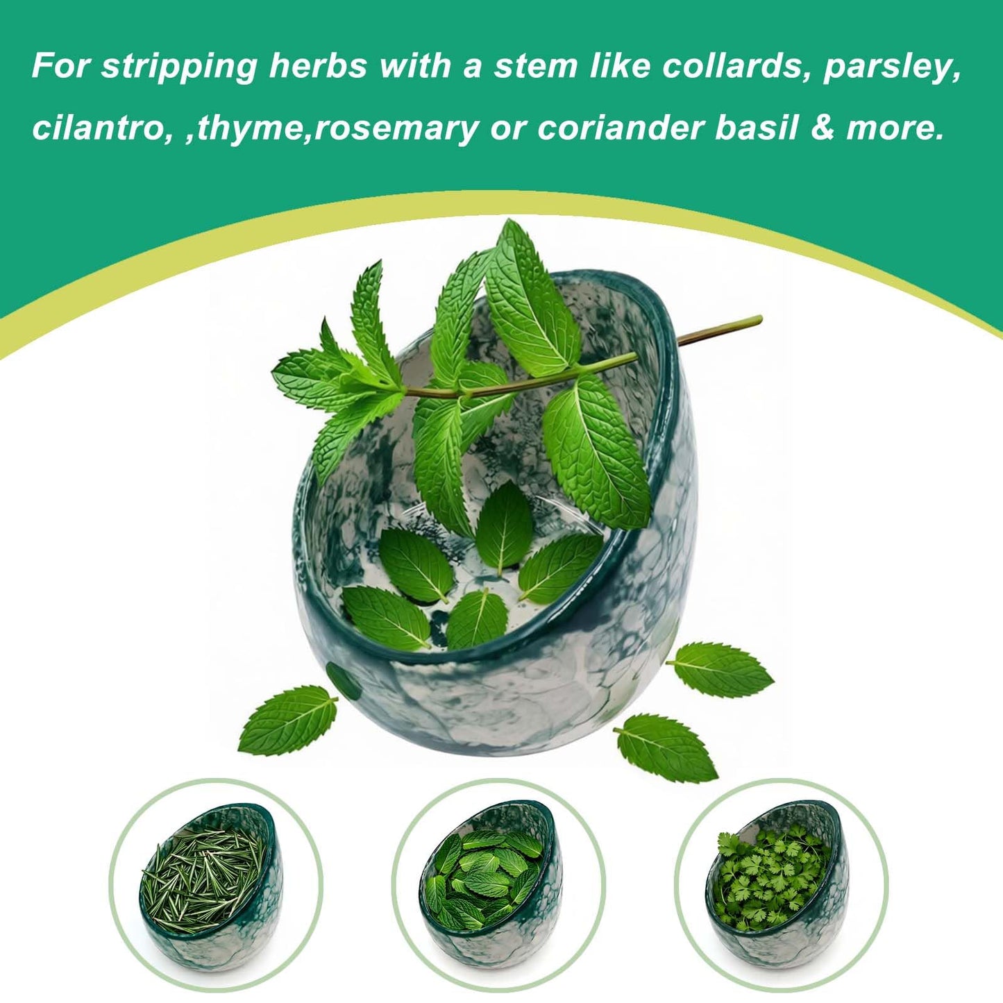 Green Pottery Herb Stripper Bowl Handmade Ceramic Kitchen Gadget with 4 Sizes of Holes Stripping Herbs, Party Angled Bowls Serving Dish for Dips, Berries, Nuts, Olives, Snacks Candy Chips Fruit