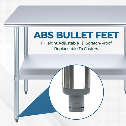 Express KitchQuip NSF Certified Heavy Duty Stainless Steel Prep Table with Galvanized Undershelf | 18" x 48" | Commercial & Home Kitchen Work Table