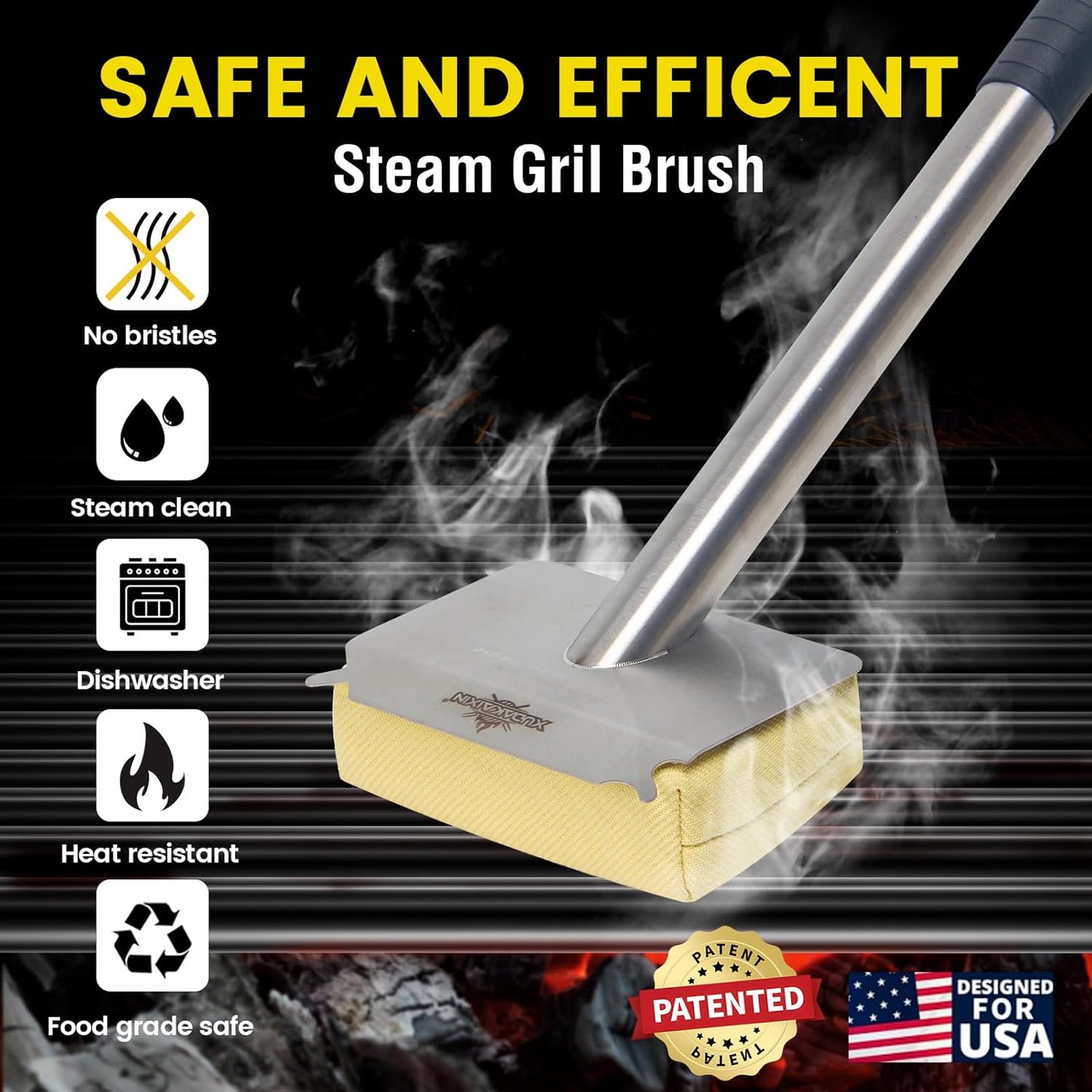 XUDAKAIXIN Grill Brush Bristle Free,(Only Replaceable Cleaning Head No Grill Brush)-Yellow