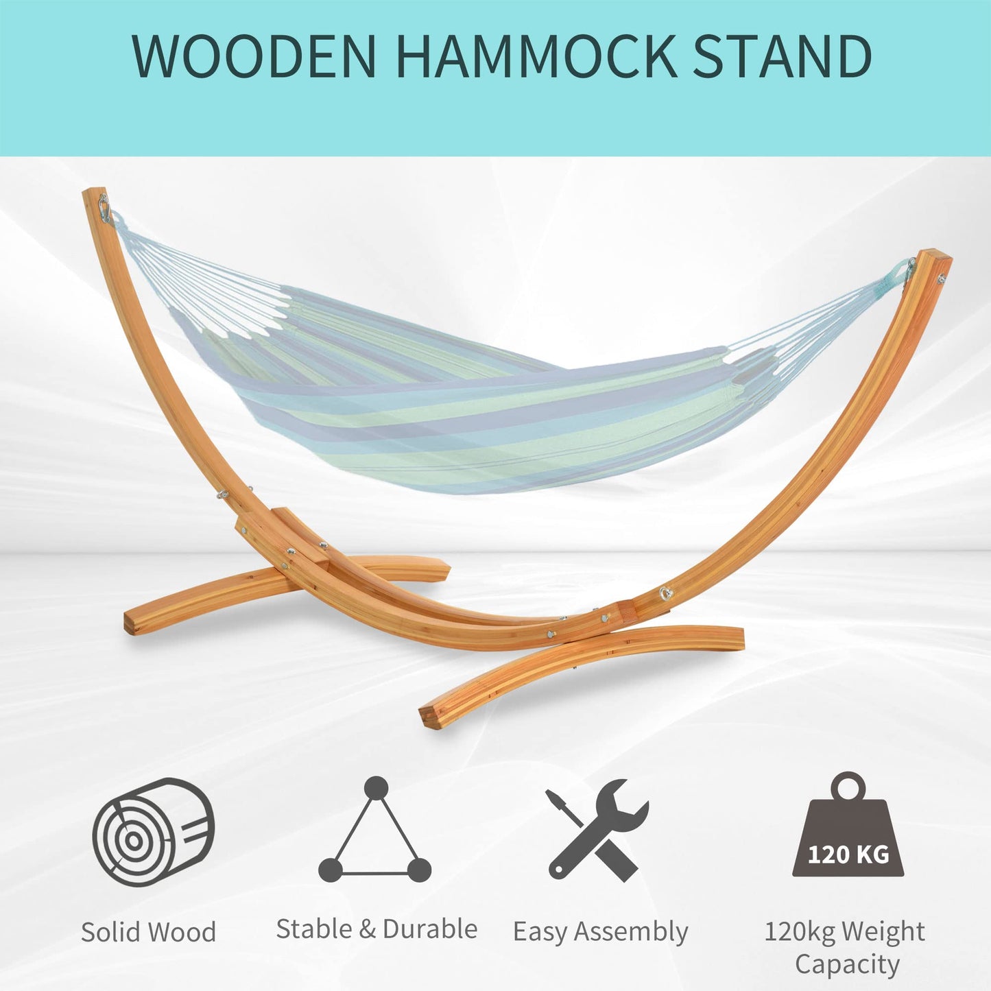 10.6' Wooden Hammock Stand Universal Garden Picnic Camp Accessories, 264lbs, Natural