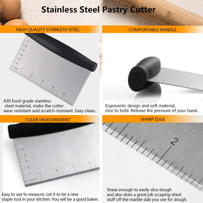 Dough Blender Set - Stainless Steel Pastry Cutter with Scraper and Brush, Professional Baking Tools