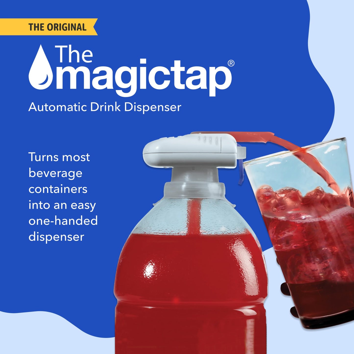 Magic Tap Automatic Drink Dispenser for Fridge, White (1 Pack), No Spill Milk Dispenser for Fridge, Automatic Milk Dispenser Pump for Gallon Jugs, Water & Juice, Fits Most Bottles, Batteries Required
