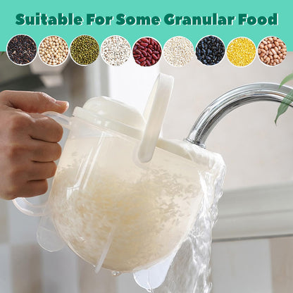 Rice Washer Strainer Bowl with Top Drainer, Microporous Small Colander Washing Bowl Rice Cleaner Strainer Colander for Washing Rice, Multigrain, Beans & Small Grain Food