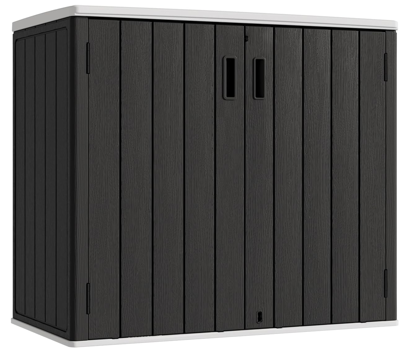 KINYING Outdoor Horizontal Storage Sheds,37 Cu.ft Outdoor Storage Cabinet Waterproof Resin Tool Storage Box for Lawn Mower,Garden Tools and Patio Furniture, Lockable (Black)