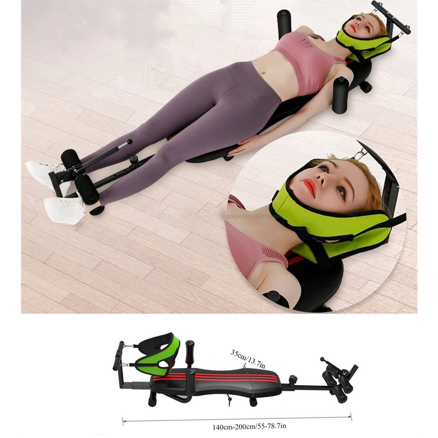 Gravity Heavy Duty Inversion Table, Strength Training Family Gym Inversion Equipment, Adjustable Height - Load 330lb