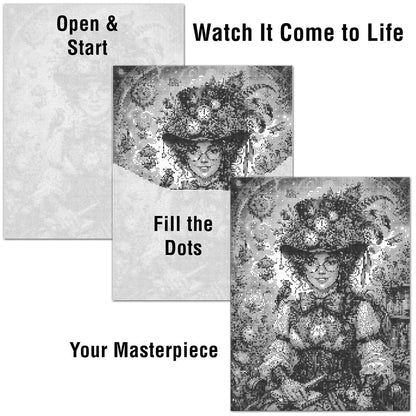On The Dot Art - Painting Kit for Adults|Gears, Glasses, & Gadgets Victorian Steampunk 13x17 Canvas w/Dual Tip Marker|Alternative to Diamond Painting|No Tiny Pcs No Mess Gothic Fashion Frameable Gift