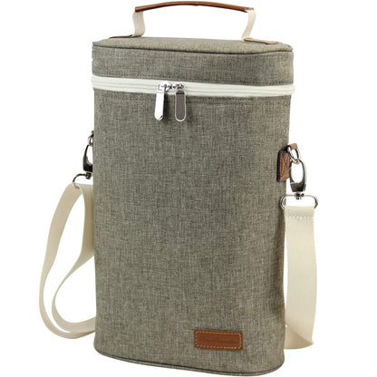 ZORMY 2 Bottle Insulated Wine Carrier Bag for Travel, Wine Carrier Tote Cooler Bag with Shoulder Strap & Corkscrew Opener, Perfect Wine Lover's Gift, Great for Picnics and Outdoor Entertaining
