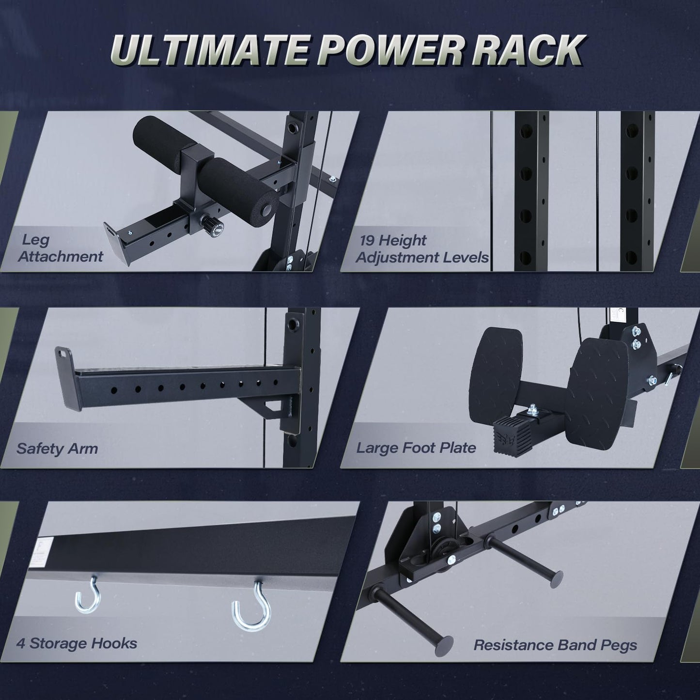 MAJOR FITNESS Drone3 Power Rack, 2500lbs Multi-Function Home Gym Squat Rack with Dual Pulley System, Pull-Up Bar & J-Hooks, Heavy-Duty Steel Frame for Maximum Stability & Strength Training
