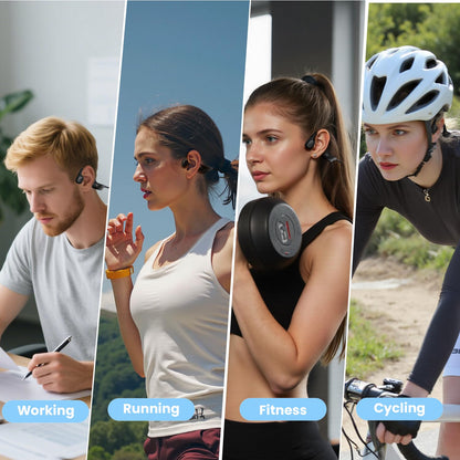 Open-Ear Bluetooth Bone Conduction Sport Headphones Sweat Resistant Wireless Earphones Open Ear Earbuds Wireless Bluetooth Headset with Mic for Fitness Workouts Running,Built-in Mic,with Hair Band